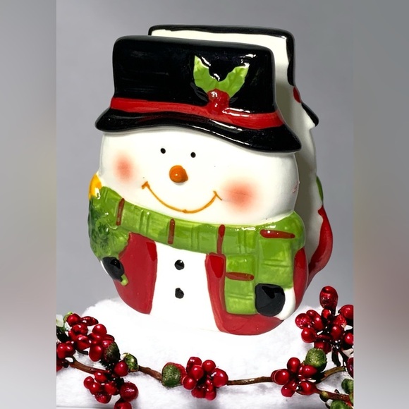 Snowman Jar Canister Ceramic Hand Painted Multipurpose Cookies Christmas Decor - Picture 15 of 16